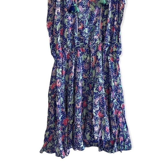 NWT Poupette St Barth Clara Ruffled Mini Dress in Blue Cary,  size L - Picture 4 of 12